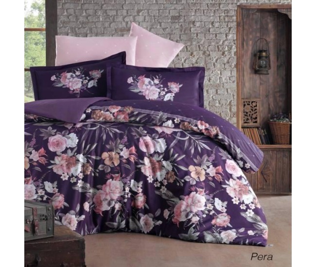 Lenjerie de pat satin clasy king size (pera)